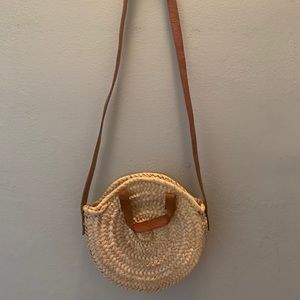 Madewell Mini straw bag with leather handle